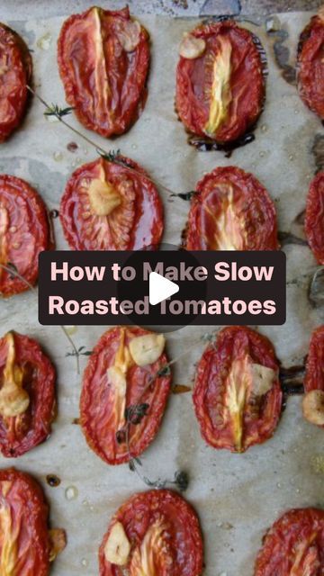 Pamela Salzman on Instagram: "Slow roasted tomatoes are intensely tomato-y, jammy and sweet. They're also super easy to make. I core and halve Roma tomatoes and add garlic, fresh thyme, salt and olive oil. Slow roast at 275 degrees F for about 3 hours. I did them in the toaster oven. Then use them on everything - toast, eggs, pasta, sandwiches, pizza, bowls, etc.  Enjoy those tomatoes while you can!! 
Want the recipe? Type RECIPE in the comments, I’ll DM it to you OR 
Go directly to my website here: https://pamelasalzman.com/how-to-make-slow-roasted-tomatoes/
OR click the link in my bio and tap the image of this recipe. 
 #recipeoftheday #easyrecipe #pamelasalzman  #healthyfood #healthyrecipes #healthylifestyle #tomatoes #slowroastedtomatoes #summer #slowroasting #notquickbuteasy #plantbas Pizza Bowls, Toast Eggs, Thyme Salt, Slow Roasted Tomatoes, Slow Roast, Roma Tomatoes, Fresh Thyme, Roasted Tomatoes, Toaster Oven