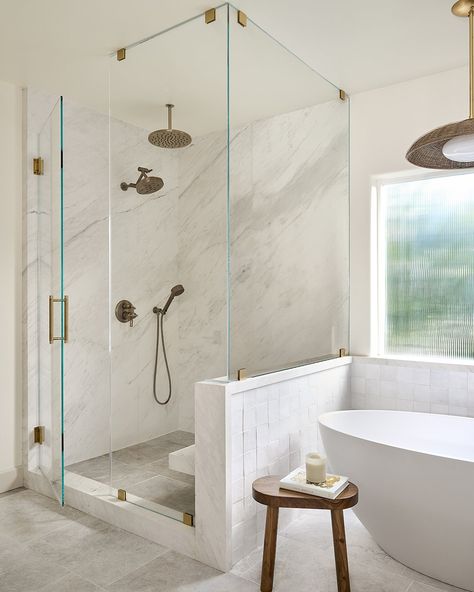 Double Shower Head Ideas, Curbed Showers, 2 Shower Heads Walk In, Enclosed Shower Ideas, Tub And Shower Side By Side, Standing Shower Ideas, Double Shower Head Master Baths, Double Shower Head, Bathroom Dream