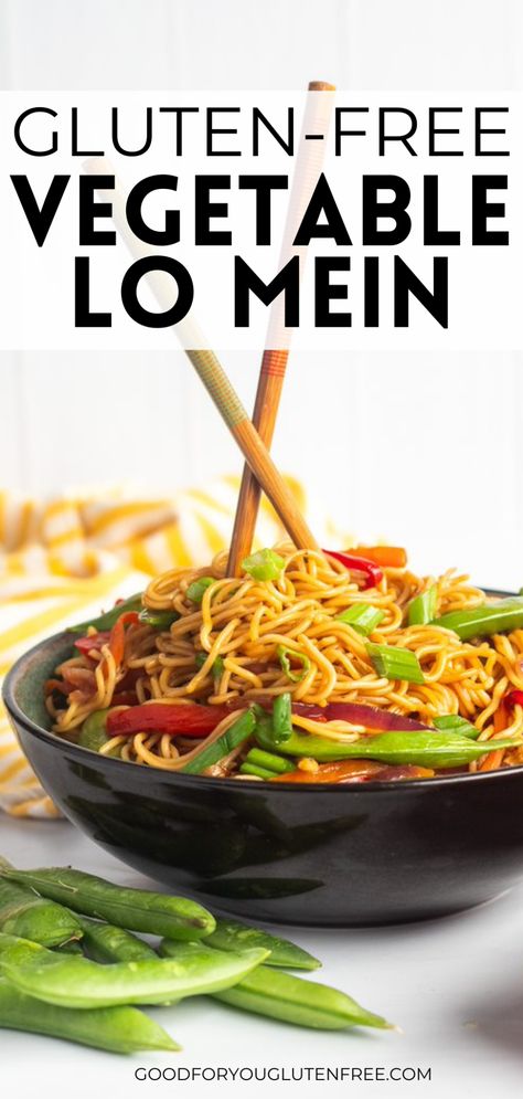 Gluten Free Lo Mein Recipe, Chinese Lo Mein, Vegetable Lo Mein Recipe, Gluten Free Asian Recipes, Gluten Free Vegetables, Vegetable Lo Mein, Celiac Recipes, Gluten Free Spaghetti, Lo Mein Recipes