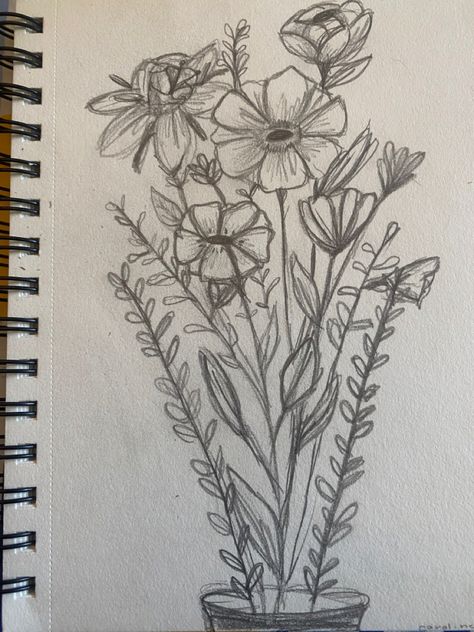 Flower drawing Flower Bunch Doodle, Full Page Flower Drawings, Flower Bunch Drawings, Wild Flower Bouquet Drawing, Drawing Sketches Flowers, Big Flower Drawing, Vase Of Flowers Drawing, Flowers Drawing Bouquet, Bunch Of Flowers Drawing