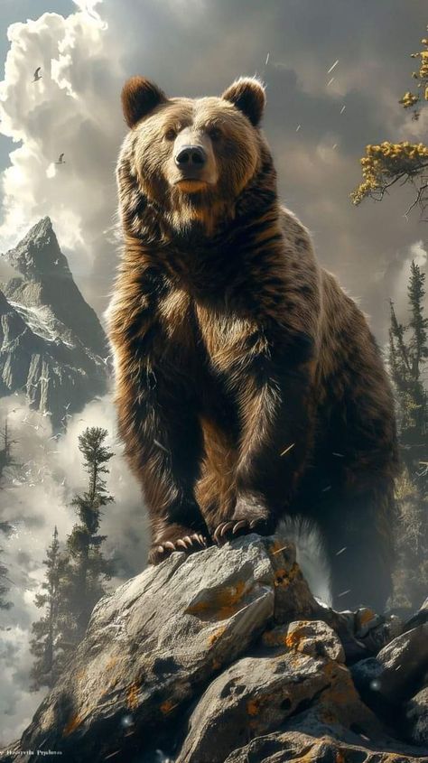 Grizzly Bear Photography, Grizzly Bear Tattoos, Wilderness Tattoo, Bear Artwork, Bear Tattoos, Bear Paintings, Wild Animals Pictures, Animal Portraits Art, Bear Tattoo