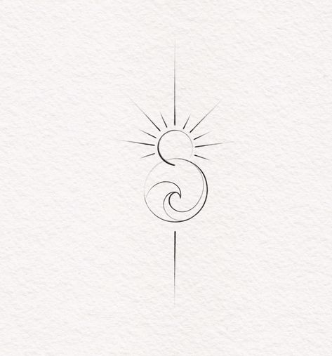 Ocean Calf Tattoo, Star And Sea Tattoo, Sunrise And Moon Tattoo, Tiny Beach Themed Tattoos, Sun Lines Tattoo, One Line Sun Tattoo, Sun Moon Waves Tattoo, Ocean And Moon Tattoo, Waves And Sun Tattoo