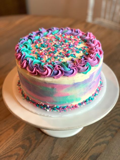 Regular Birthday Cakes, 10 Yr Birthday Cake, Color Smear Cake, 5 And Fabulous Birthday Cake, Ninth Birthday Cake, Pink And Turquoise Birthday Cake, High 5 Birthday Cake, Threenager Cake Ideas, Pink Purple Birthday Cake