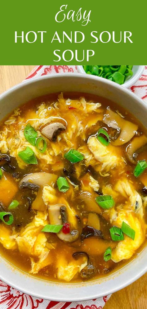 Hot and Sour Soup Easy Hot And Sour Soup Recipe Simple, Gluten Free Hot And Sour Soup, Hot And Sour Egg Drop Soup, Hot And Sour Wonton Soup, Hot And Sour Soup Crockpot, Crockpot Hot And Sour Soup, Best Hot And Sour Soup Recipe, Easy Chinese Soup, Hot And Sour Cabbage Soup