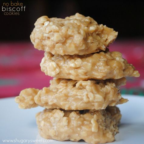 Biscoff No Bake Cookies - Shugary Sweets Cookie Reference, Biscoff No Bake, No Bake Biscoff, Biscoff Cookie Recipe, Sandies Recipe, Adorable Desserts, Bake Oatmeal, Biscoff Recipes, Pecan Sandies