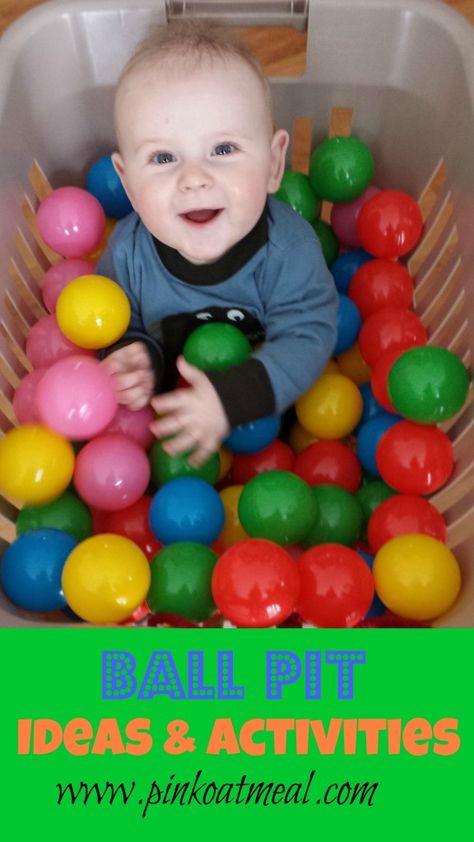 Who didn't love a ball pit and what a fun way for babies to get a new sensory experience!?!  Fun ideas on how to make a pit or utilize the balls for play! Infant Classroom, Baby Sensory Play, Baby Play Activities, Astuces Diy, Toddler Play, Play Ideas, Toddler Fun, Ball Pit, Baby Sensory