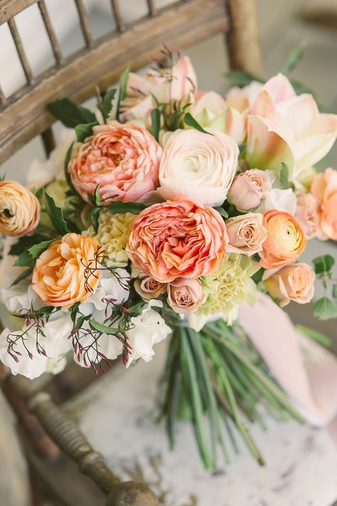 A Baroque Style Beauty and the Beast Wedding Inspiration at Triple S Ranch – A Princess Inspired Peach Wedding Bouquet, Beauty And The Beast Wedding, Peach Bouquet, Peach Wedding Flowers, Spring Wedding Bouquets, Peach Peonies, Peony Bouquet Wedding, Blush Wedding Flowers, Bridal Bouquet Flowers