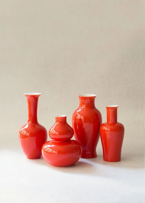 Shop Middle Kingdom Porcelain Tagged "Vases & Pitchers" - Minzuu Modern Chinese Interior, Chinese Interior Design, Red Ceramic Vase, Chinese Interior, Middle Kingdom, Red Vases, China Style, Chinese Vase, Red Decor