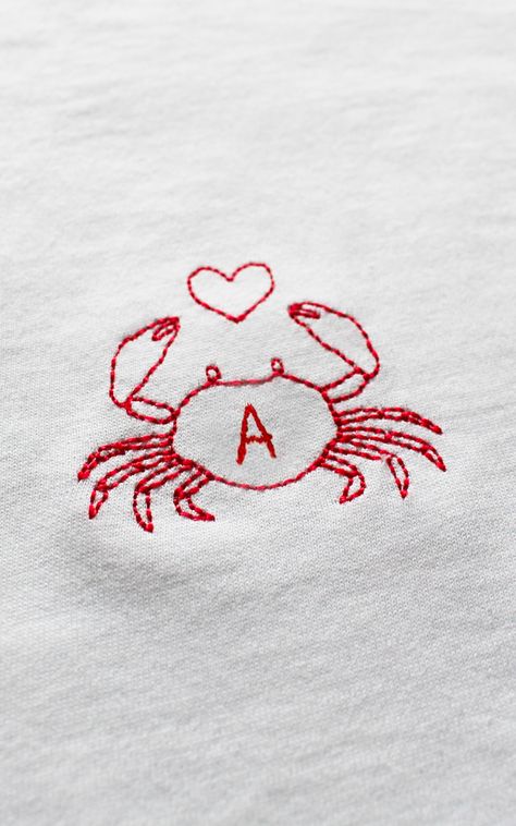 Seafood Embroidery, White Tshirt Embroidery, Aperol Embroidery, Sardine Embroidery, Lobster Embroidery, Dachshund Embroidery, Ocean Embroidery, Broderie Simple, Clothes Embroidery Diy