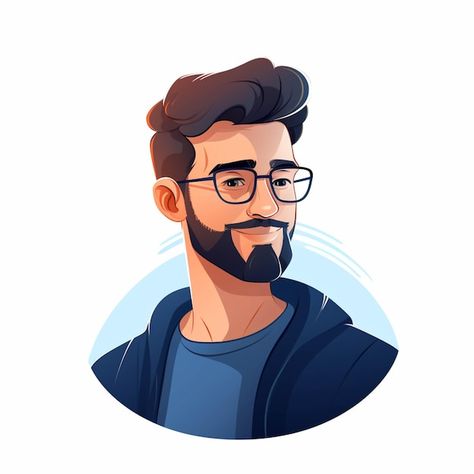 Man With Glasses Drawing, Animated Face, Man With Glasses, Beard Illustration, Beard Drawing, Vector Face, Fancy Logo, Brochure Food, Human Vector