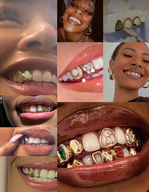 Flo Milli Grillz, Grill Women Teeth, Pretty Grills Teeth, Women Gold Teeth, Women With Grillz Gold Teeth, Women’s Grill Teeth, Women’s Gold Grill, Grill On Black Women, Single Cap Grillz