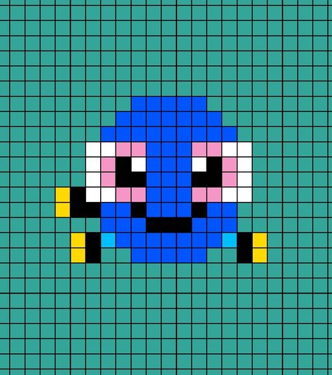 Pixel Art template of baby Dory from Disney Pixar Finding Dory Small Disney Pixel Art, Pixar Pixel Art, Disney Pixel Art Easy, Bluey Pixel Art, Pixel Art Pattern Ideas, Easy Pixel Art Disney, Disney Pixel Art, Pixel Art Disney, Pixel Art Animals