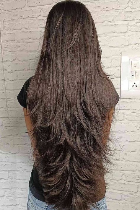 Wispy Long Layers for Extra Long Hair Long Haircuts That Add Volume, Butterfly Haircut Long Hair Ponytail, Subtle Layering Long Hair, Calligraphy Haircut Long, Long Layed Hairstyles, Layered Hair Cuts For Long Wavy Hair, Extra Long Layers Haircut, Long Hair Feathered Layers, Soft Layers For Long Hair