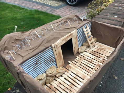 WW1 trench model #ww1 #ks2 #fraser #schoolproject Ww1 Shoebox Trench, Ww1 Trenches Project, Ww1 School Project Ideas, Ww1 Trench Diorama, Trench Project Ww1, Trenches Ww1 Model, Trench Warfare Project Ideas, Ww1 Trench Shoe Box Model Project, Ww1 Project Ideas