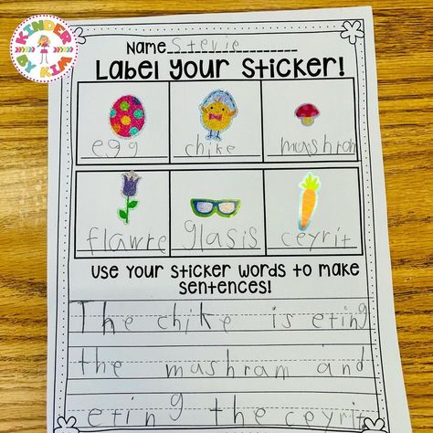 Kimberly Jordano | Stickers are a great way to engage your kindergarten writers! Label your stickers are in my literacy centers this week. . #kinderwriting… | Instagram Labeling For Kindergarten, Labeling Activities For Kindergarten, No Prep Literacy Centers Kindergarten, 1st Grade Writing Journal, Literacy Activities Year 1, Kinder Writing Activities, Independent Literacy Center Kindergarten, Grade 2 Literacy Centers, Grade 1 Literacy Centers