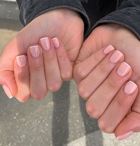 Extra Short Biab Nails, Short Biab Nails French Tip, French Nails Straight, Shirt Biab Nails, Very Short Biab Nails, Short Straight Nails, Short Square Biab Nails, Biab Nails French Tip, Biab Nails Inspiration Short