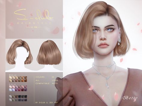 Short Bob cut hair(Betty) by S-Club Sims 4 Cc Hair Short Bob, Sims 4 Cc Short Hair Patreon, Sims4 Cc Short Hair, Sims 4 Cc Bob Hair, Sims School, Bob Cut Hair, Short Bob Cut, Ts4 Hair, Cute Bob Hairstyles