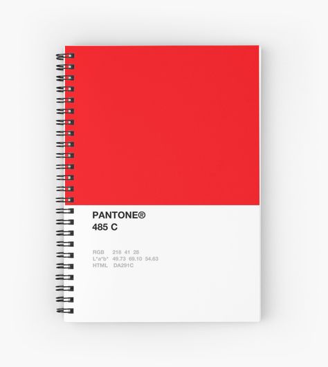 Pantone 485 C Pantone Postcard Art, Poppy Red Pantone, Pantone 100 Postcards, Pantone Color Book, Pantone 485, Pantone Tcx Orange, Spiral Notebooks, Spiral Notebook, Notebook