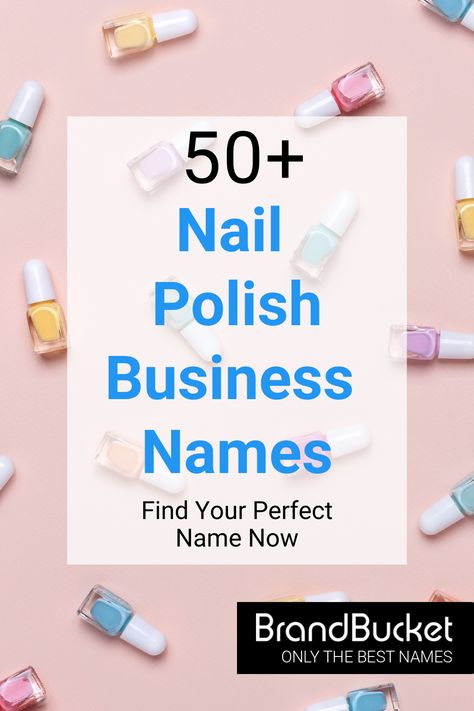 Before you can start painting nails, you need a name that says "I'm here to stay." Here you'll find 50+ catchy brand names for nail polish Brands that will make sure your polish is always in fashion. Check out the names! nail polish business, nail polish business cards, nail polish business ideas, nail polish business names, nail polish business logo, nail polish small business, nail polish for business women, nail polish brands, nail polish branding, nail business from home Nail Brand Name Ideas, Nail Name Logo, Nails Page Name Ideas, Nail Business Names Ideas, Nail Salon Names, Salon Names Ideas, Best Nail Polish Brands, Types Of Nail Polish, Polish Names