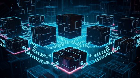 illustration of cubes connected to represent blockchain technology Block Chain Technology, Blockchain Design, Blockchain Developer Roadmap, Blockchain Developer, Blockchain Development, Crypto Money, Data Science Learning, Smart Contracts Blockchain, Digital Wallet