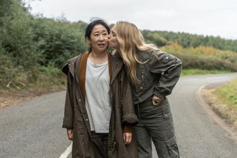 Killing Eve: Sandra Oh reveals original series 4 ending Wedding Tux, Sandra Oh, Vintage Dress 70s, Killing Eve, Jodie Comer, Twill Jacket, Black Wedding, Season 4, Movies Showing