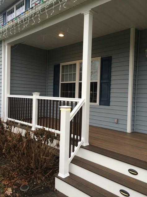 Porch Step Railing, Deck Skirting Ideas, Veranda Railing, Skirting Ideas, Porch Railing Designs, Front Porch Railings, Deck Skirting, Front Porch Steps, Porch Stairs