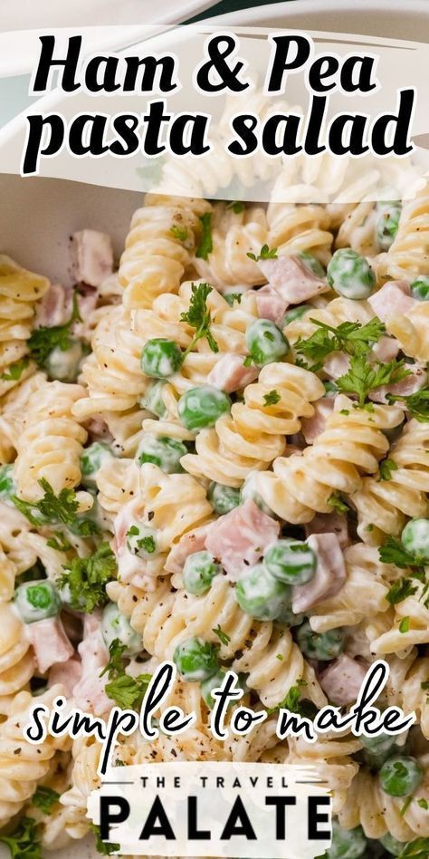 This is the perfect side dish recipe! The Travel Palate's copycat Ruby Tuesday ham and pea pasta salad recipe is a must try. Pasta, homemade dressing, ham, and peas are just a few of the simple ingredients that make this dish delicious! Try this easy and tasty side with your family at dinner tonight! Ham And Pea Pasta Salad, Pea Pasta Salad, Ham And Peas, Pea Pasta, Pasta Homemade, Ruby Tuesday, Ham Salad, Hearty Casseroles, Pea Salad