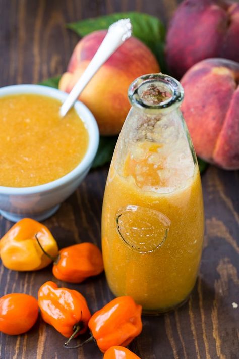 Peach Habanero Hot Sauce - Spicy Southern Kitchen Habanero Hot Sauce Recipe Canning, Recipe With Peaches, Habanero Hot Sauce Recipe, Habanero Recipes, Hot Pepper Recipes, Hot Sauce Recipe, Habanero Sauce, Homemade Hot Sauce, Habanero Hot Sauce