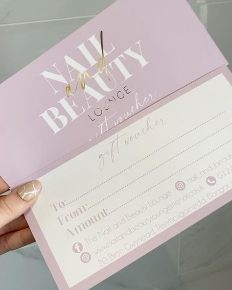 Salon Gift Card, Nail Room Ideas, Gift Voucher Design, Voucher Design, Beauty Business Cards, Gift Card Design, Documents Design, Nail Room, House Of Beauty