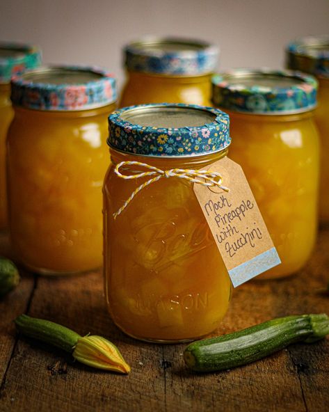 Zucchini Mock Pineapple, Canning Mock Pineapple, Pineapple Squash Recipe, Zucchini Pineapple Canning, Mock Pineapple Zucchini, Pineapple Mock, Mock Pineapple, Creative Canning, Canning Meals