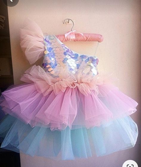 Mermaid Dress For Kids, Mermaid Costume Diy, Mermaid Birthday Party Decorations, Dress For Baby Girl, Mermaid Theme Birthday Party, Baby Birthday Dress, Ariel Dress, Dress For Baby, Mermaid Outfit