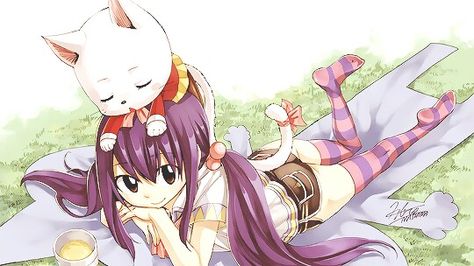 Adorable. Carla sleeping on Wendy's head An Anime, Fairy Tail, Anime