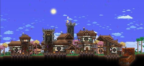 Terraria Village, Terraria Castle, Terraria Memes, Terraria Base, Terraria Design, Terraria Houses, Terraria Game, Terrarium Base, Terraria Tips