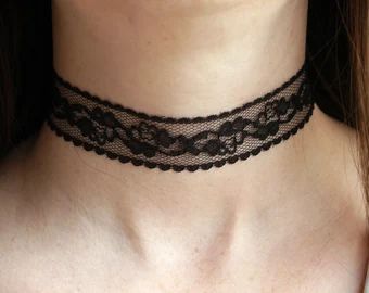 Simple Black Choker, Black Lace Necklace, White Lace Choker, Black Lace Choker Necklace, Choker Simple, Goth Choker, Black Lace Choker, Lace Choker Necklace, Simple Choker