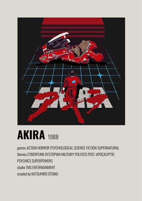 akira minimalist poster Akira Anime Poster, Akira Minimalist Poster, Akira Movie Poster, Manga Minimalist Poster, Akira Anime Movie, Anime Pantone, Akira Poster, Encaustic Painting Techniques, Supernatural Theme