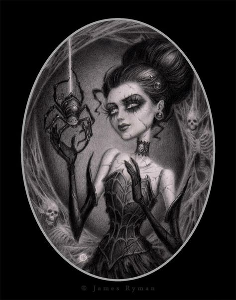 James Ryman Art Miss Muffet, Doll Drawing, Goth Wallpaper, Psy Art, Big Eyes Art, Dark Pictures, Goth Art, Magical Art, Beautiful Dark Art