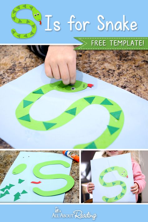 FREE craft template for preschoolers! Great for letter of the week! S is for Snake Letter S Craft, S Is For Snake, Kids Crafts Letters, Preschool Letter S, Letter S Crafts, Letter S Activities, Snake Craft, Free Craft Templates, Preschool Letter Crafts