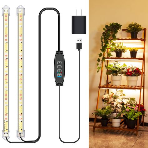 PRICES MAY VARY. [Full Spectrum Strip Grow Lights]- Equipped with 68pcs White LED+ 28pcs Cool White LED + 24pcs Red LED, LPMZMBL 2 Bars Grow Light Strips emit from 380 to 800nm wavelength to simulate the sunlight at noon. They provide enough lights to maximize photosynthesis. It is bright enough to promote indoor plant growth, shorten the growth period of plants. [Easy & Flexible Installation ]-The grow bar lights come with 4 cable ties, 8 screws, 4 double-sided tape. There have 3 ways to instal Grow Lamps Indoor, Plant Lights Indoor Setup, Grow Lights For Houseplants, Greenhouse Shelves, Indoor Plant Lights, Indoor Plant Shelves, Plant Grow Light, Bar Lights, Plant Lights