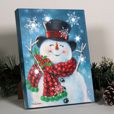 Dona Gelsinger, Happy Snowman, Christmas Tabletop Decor, Reindeer Decorations, Christmas Tabletop, Tabletop Christmas Tree, Snowman Painting, Holiday Painting, Winter Painting