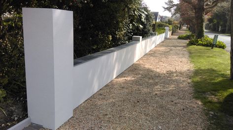 Rendered Garden Walls, K Rend, Build House, Chichester, Wall Finishes, White Gardens, Green Space, Front Garden, Room Chairs