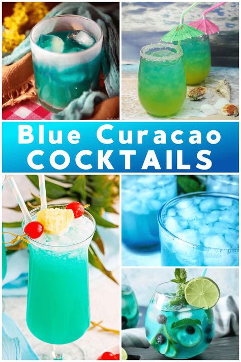 Blue Curacao Recipe, Blue Summer Drink, Cocktails With Blue Curacao, Blue Alcoholic Drinks, Blue Hawaiian Drink, Cocktail With Rum, Curacao Drink, Blue Curacao Drinks, Malibu Rum Drinks