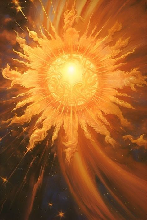 Apollo Aesthetic, Earth's Atmosphere, Sun Aesthetic, Nebulas, Art Fractal, Gold Aesthetic, Sun Art, The Law Of Attraction, Yellow Aesthetic