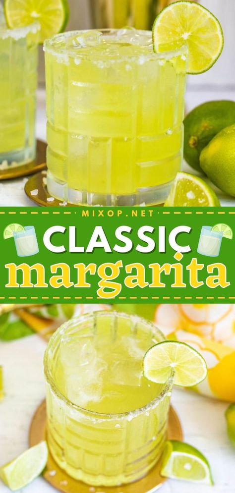 An easy cocktail recipe for gatherings and events! It's an iconic tequila drink. Nothing beats the Classic Margarita that's refreshing and delicious. Everyone loves this on the rocks drink! Save this pin! Margarita Recipes On The Rocks, Fruity Cocktail Recipes, Easy Party Drinks, Easy Cocktail Recipe, Easy Drinks To Make, Cocktails To Make At Home, Popular Cocktail Recipes, Classic Margarita Recipe, Fun Party Drinks