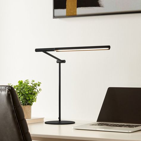 Black Modern Table Lamp, Minimal Office Desk, Lighting Units, Desk And Table, Desk Lamp Design, Colorful Desk, Productive Work, Adjustable Lamp, Modern Office Space