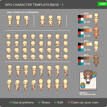 2d Rpg Character, Pixel Art Characters Templates, Pixel Art Characters Base, Rpg Maker Sprites Character, Character Sprite Template, Pixel Character Template, Free Pixel Art Templates, Pixel Body Base, Pixel Sprite Base