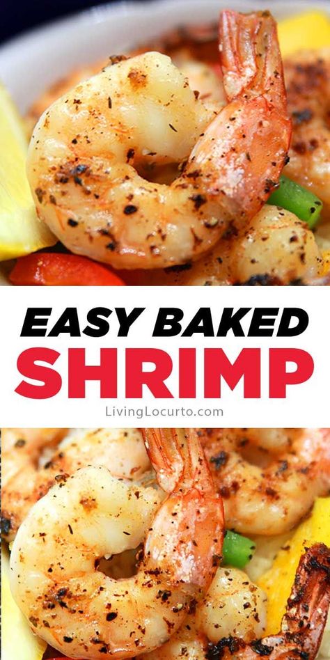 This delicious baked shrimp with lemon, garlic and butter is a a quick and easy oven-roasted shrimp recipe for dinner or a party. #shrimp #easyrecipe Bake Shrimp, Shrimp Recipes In Oven, Easy Shrimp Meals For Dinner, Recipes For Shrimp Easy, How To Cook Shrimp In The Oven, Recipes With Shrimp Easy, Cook Shrimp In Oven, Shrimp Satay Recipe, Easy Shrimp Recipes Quick Healthy