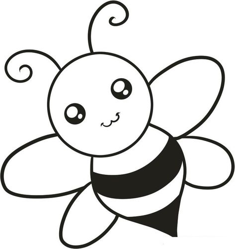 Draw A Bee, Bees For Kids, Trin For Trin Tegning, Bee Coloring Pages, Easy Animal Drawings, Bee Drawing, Easy Drawings For Beginners, Easy Cartoon Drawings, Easy Animals