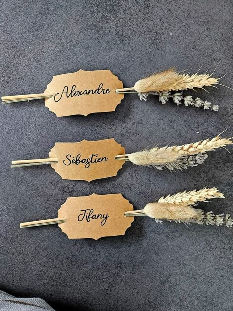 Wedding Name Holders, Low Budget Party Ideas, Deco Table Nature, Boho Sweet Table, Wheat Wedding, Wedding Table Name Cards, 49ers Logo, San Francisco 49ers Logo, Table Name Cards