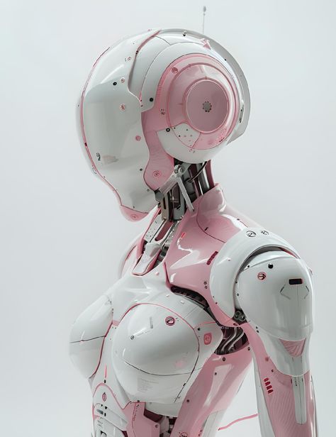 Dive into the future with this sleek humanoid robot, showcasing a modern design with white and pink accents. Perfect for your collection or as a unique gift. Save & follow for more stunning visuals! #robot #modernart #imageprompt #Aiimage Futuristic Robot Aesthetic, Robot Aesthetic Pink, Robotcore Aesthetic, Robot Design Technology, Robotic Aesthetic, Robots Aesthetic, Humanoid Robot Concept Art, Aesthetic Robot, Robotics Aesthetic