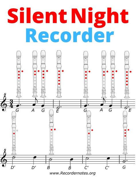 🥇Silent Night Recorder Notes ▷ Learn to play it ! Recorder Fingering Chart, Recorder Lessons, Flute Recorder, Learning Music Notes, Recorder Notes, Recorder Sheet Music, Recorder Songs, Music Theory Lessons, Song Notes